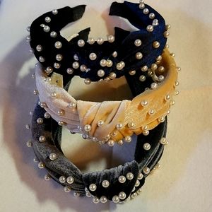 Set of 3 BEAUTIFUL Velvet Faux Pearl Hair Bands